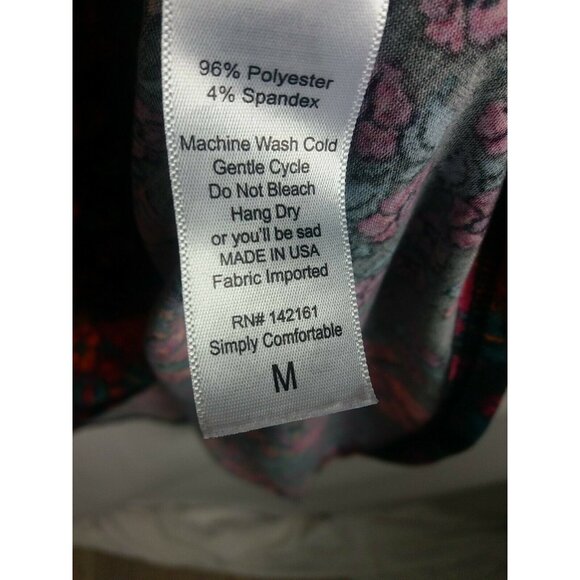 Floral Simply Comfortable Dress Flowers LuLaRoe Size Medium Black Stretchy Hi Lo - Picture 7 of 7